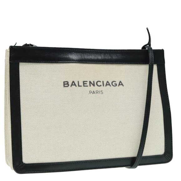 BALENCIAGA Shoulder Bag Canvas Black White 339937 Auth ep6004 - Picture 1 of 16